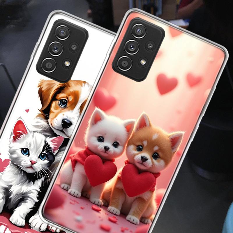Lovely Puppy Heart Dogs Phone Case for Samsung A54 A57 A37 A17 A14 A15 A12 A24 A34 A55 A35 A25 A52S A07 A05S A04S A22 A32 A72 Ga