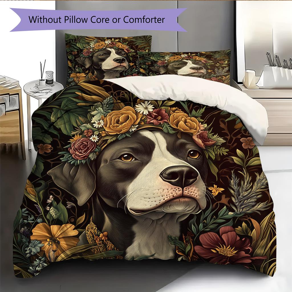 Vintage Pitbull Pattern Bedding Home Decoration Birthday Gift (1 * duvet cover + 2 * pillowcase, without core)