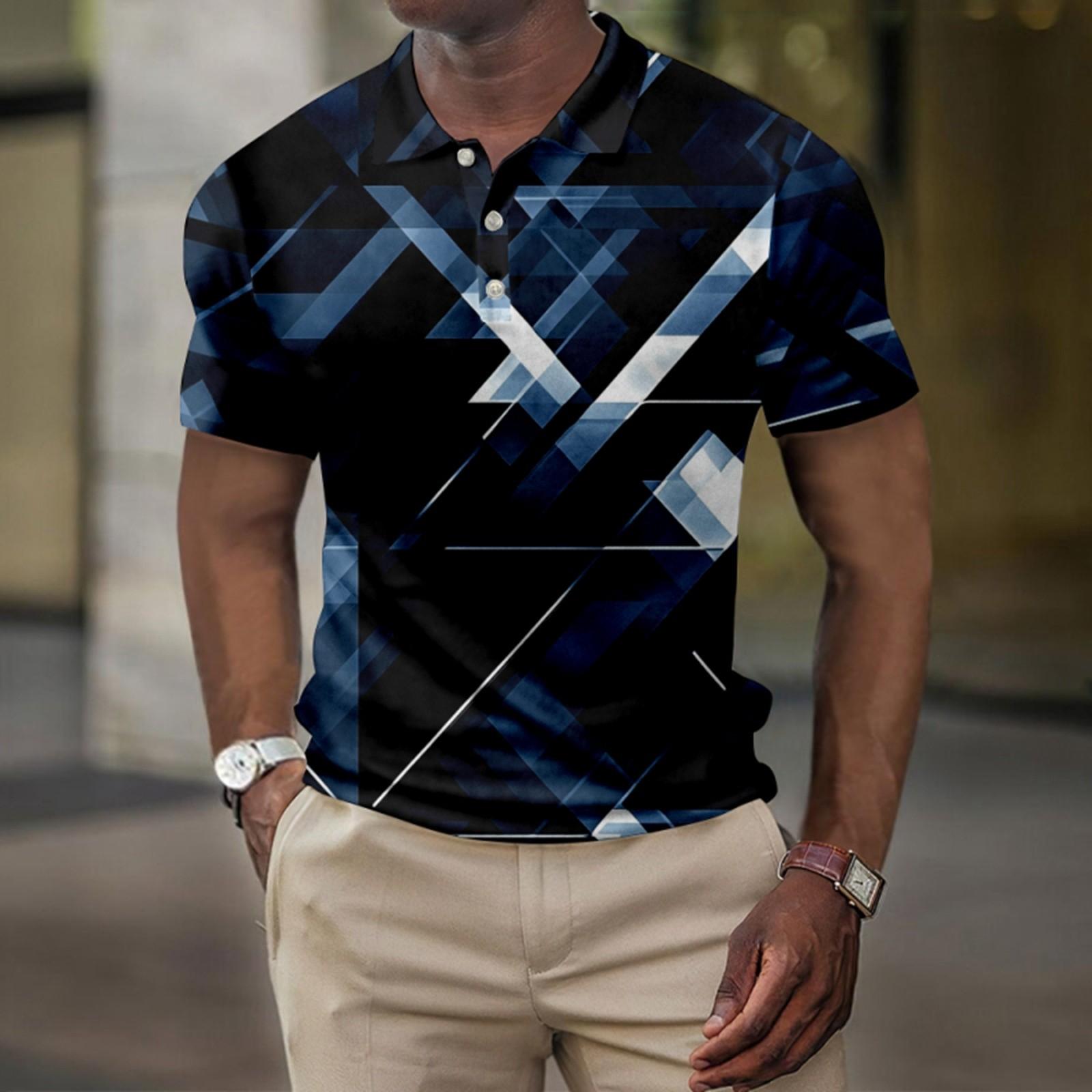 

Мужская летняя рубашка для гольфа с принтом Botton, короткий рукав, мужская повседневная модная рубашка XXL синий