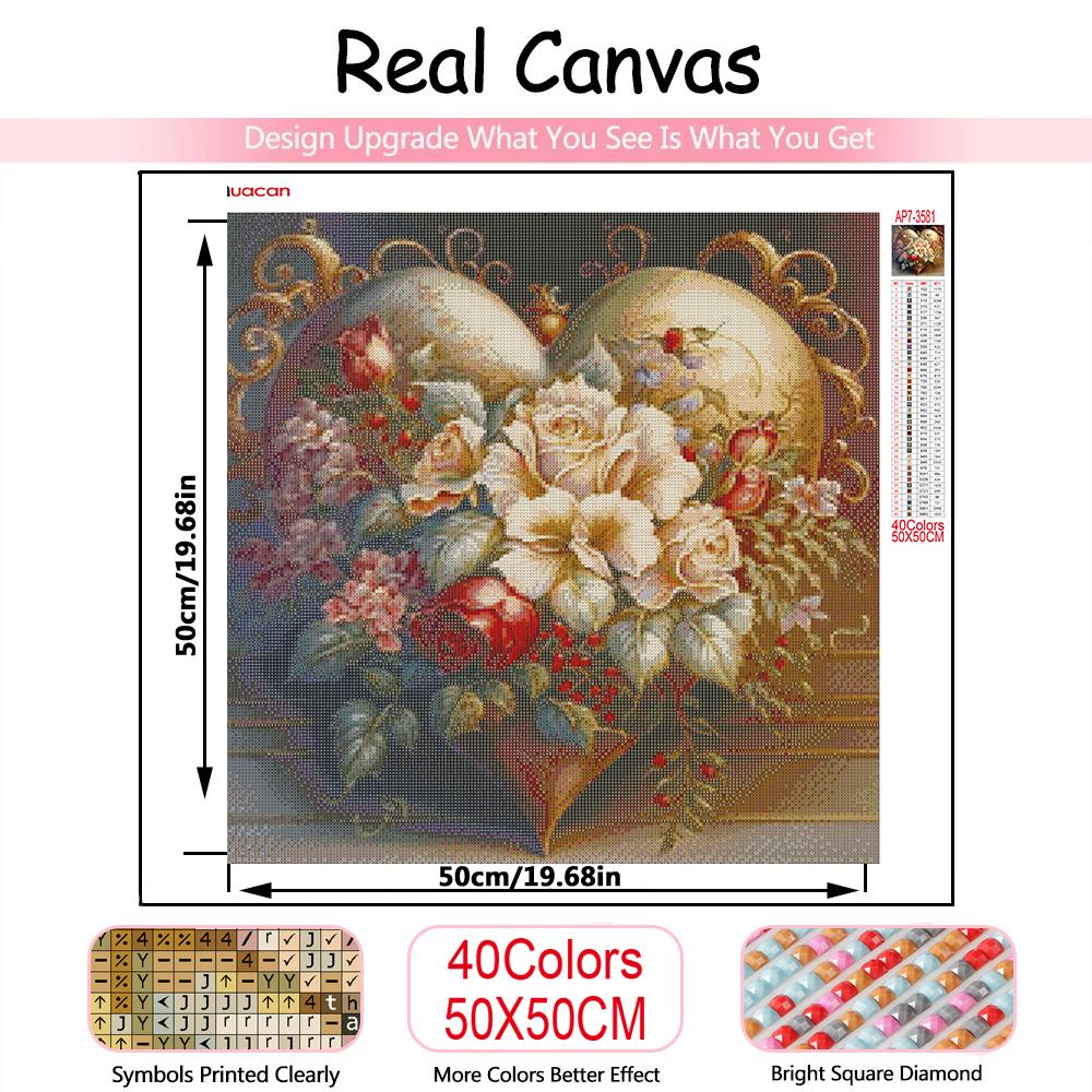 Diy Diamond Painting Heart Flower Home Decor Full Square Round Embroidery Mosaic Fantasy Landscape Wall Art