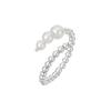 Banyan Tree Adjustable Women's Silver Pearl Ring - S925 Silver Round Bead Design