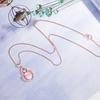 Trendy 925 Silver Jewelry Necklace Heart Shape Rose Quartz Zircon Gemstone Pendant for Women Wedding Promise Party Accessories