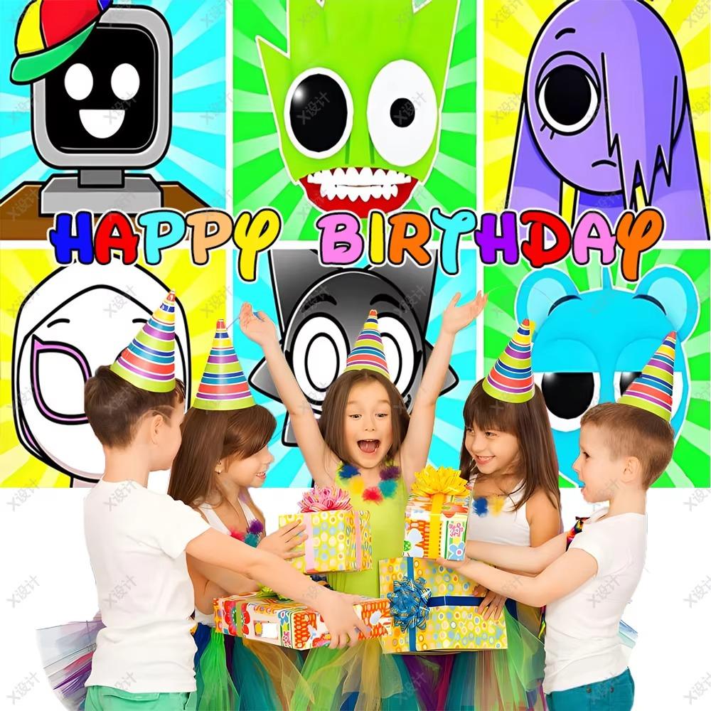 Hot Game-Incredibox Sprunki Kids Birthday Party Balloon Banner Background Cake Topper Decoration Baby Boy Party Supplies Gifts