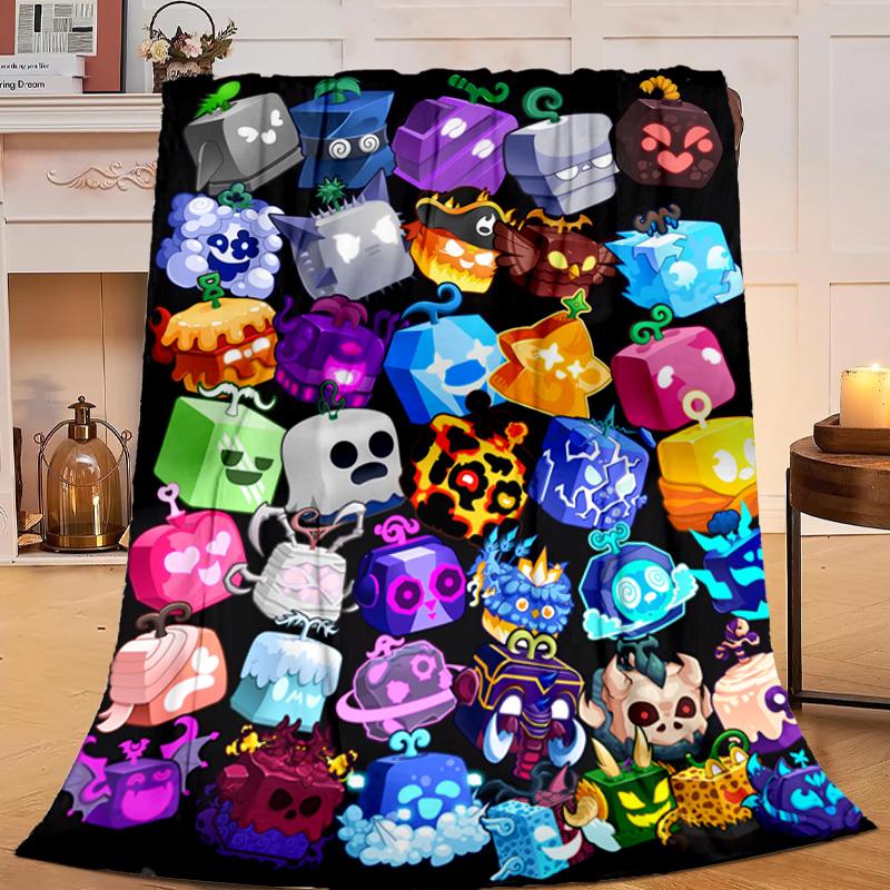 1PC Colorful Cube Creatures Flannel Blanket Gift, Suitable for Both Men And Women, Soft Ideal for Beds And Sofa, Birthday Or Christmas Gift
