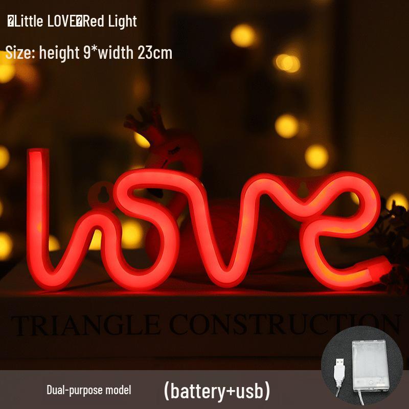 LOVE Neon LED Light - Proposal & Confession Room Decor with USB/Battery Options, Dual Use.
