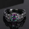 Huajie Gun Black Inlaid Colorful Zircon Women's Rings Punk Style Halloween Retro Female New Ring  Trend Tide