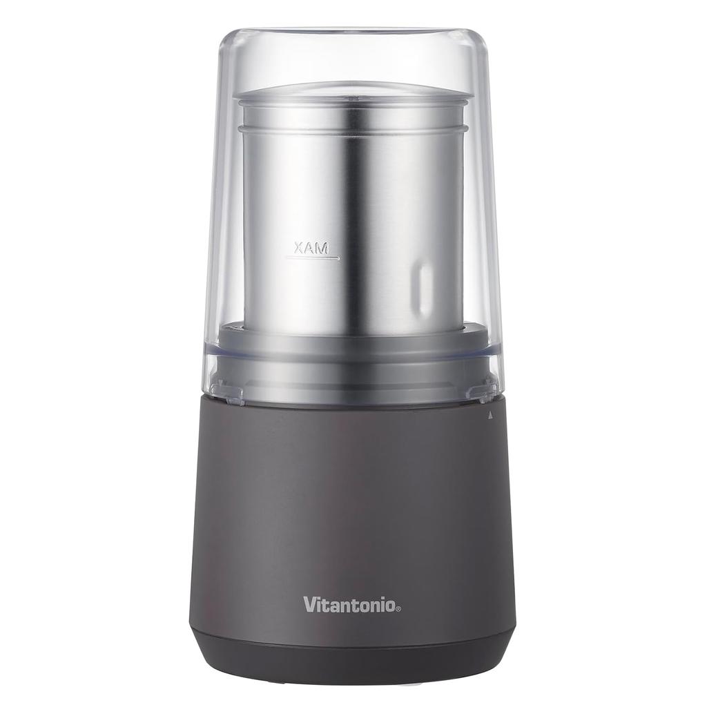 Vitantonio VML-10 Electric Coffee Grinder, Automatic Grinding, Dry Food Grinder, Black