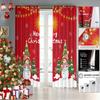 Set Of 2 Merry Christmas Snowman Print Red Curtains Multiple Sizes Living Room Insulation Easy Install Curtain Darkening Polyester Machine Washable