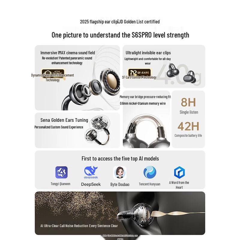 Saina S6S Pro Open-Ear Bone Conduction Bluetooth Headphones