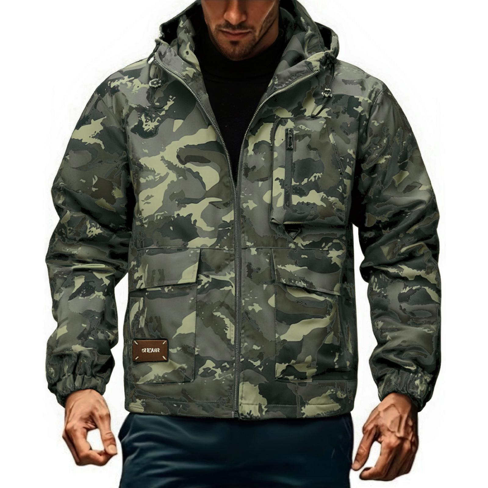 

Мужская камуфляжная куртка с капюшоном, Модная водонепроницаемая куртка XL
