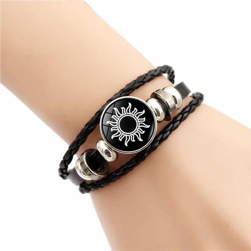 2 Pezzi Bracciali Luminosi per Coppia Sole Luna Regolabili Neri Intrecciati Amicizia Moda Gioielli Romantici Regali di Compleanno
