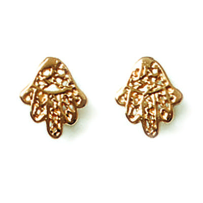 [J7204] - Gold Plated 'Hand of Fatma' Earrings - 8x7 Mm