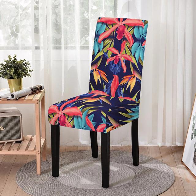 Floral Dining Chair Cover Spandex Elastic Chair Slipcover Case Stretch Chair Covers For Wedding Hotel Banquet Housse De Chaise