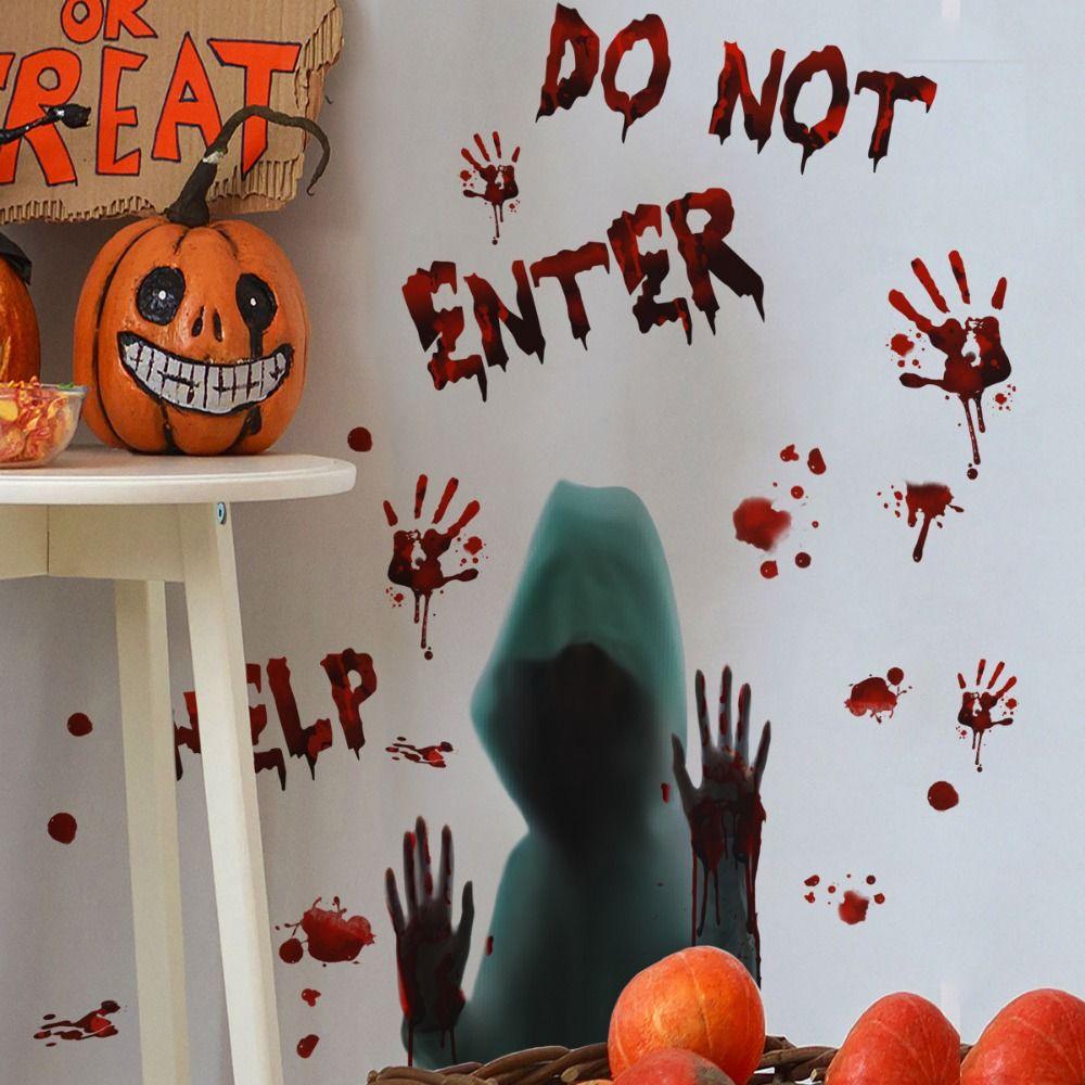 Self-paste Ghost Wall Sticker Waterproof Bloody Hand Decal  Halloween