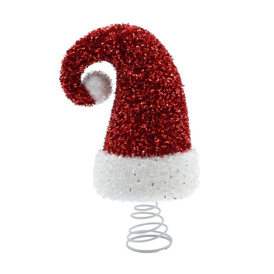 Christmas Hat Tree Top Star Sequin Decoration Festive Atmosphere Xmas Hat Tree Topper Holiday