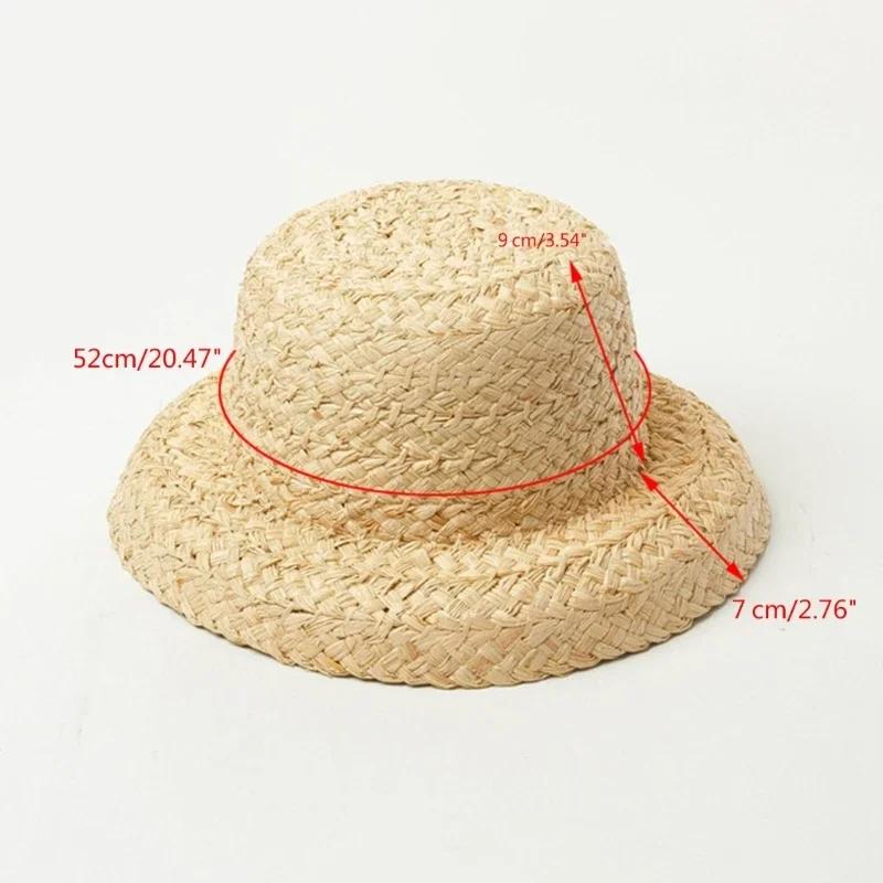 Handwoven Kids Straw  Cap Girl Floppy Hat Wide Brim Fishing Cap Vacation Hat Dropshipping