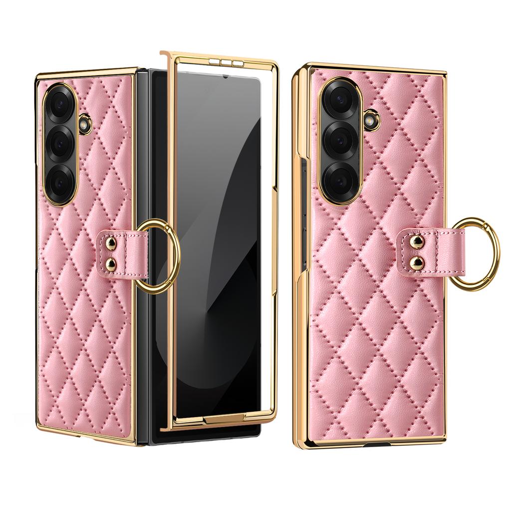 Pro Samsung Galaxy Z Fold7 5G Pouzdro Kosočtvercová Mřížka Kryt na Telefon s Fólií z Tvrzeného Skla
