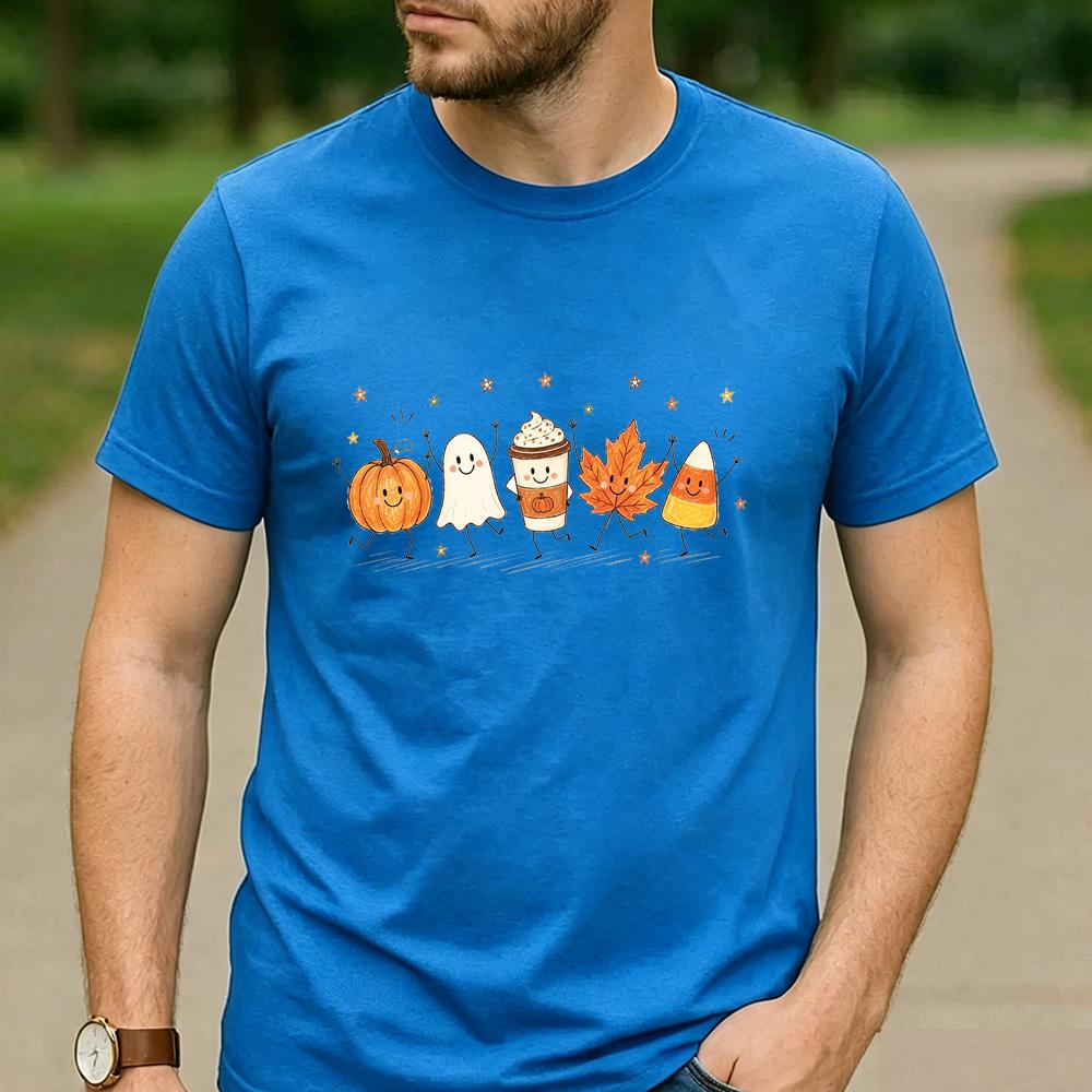 Rhinestone Pumpkin Spice Floral Pumpkin Latte Graphic T Shirt Unisex Cotton Short Sleeve Fall Autumn Coffee Lover Casual Tee