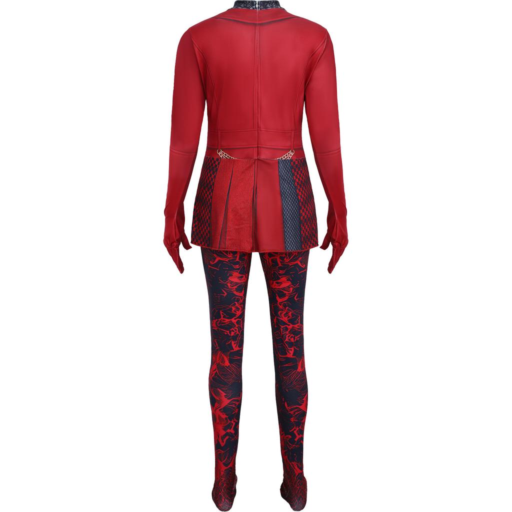 Movie Cosplay Costume Women's Red And Black Punk-style Jumpsuit With Cool 3d Digital Print Patterns For Halloween Costumes
