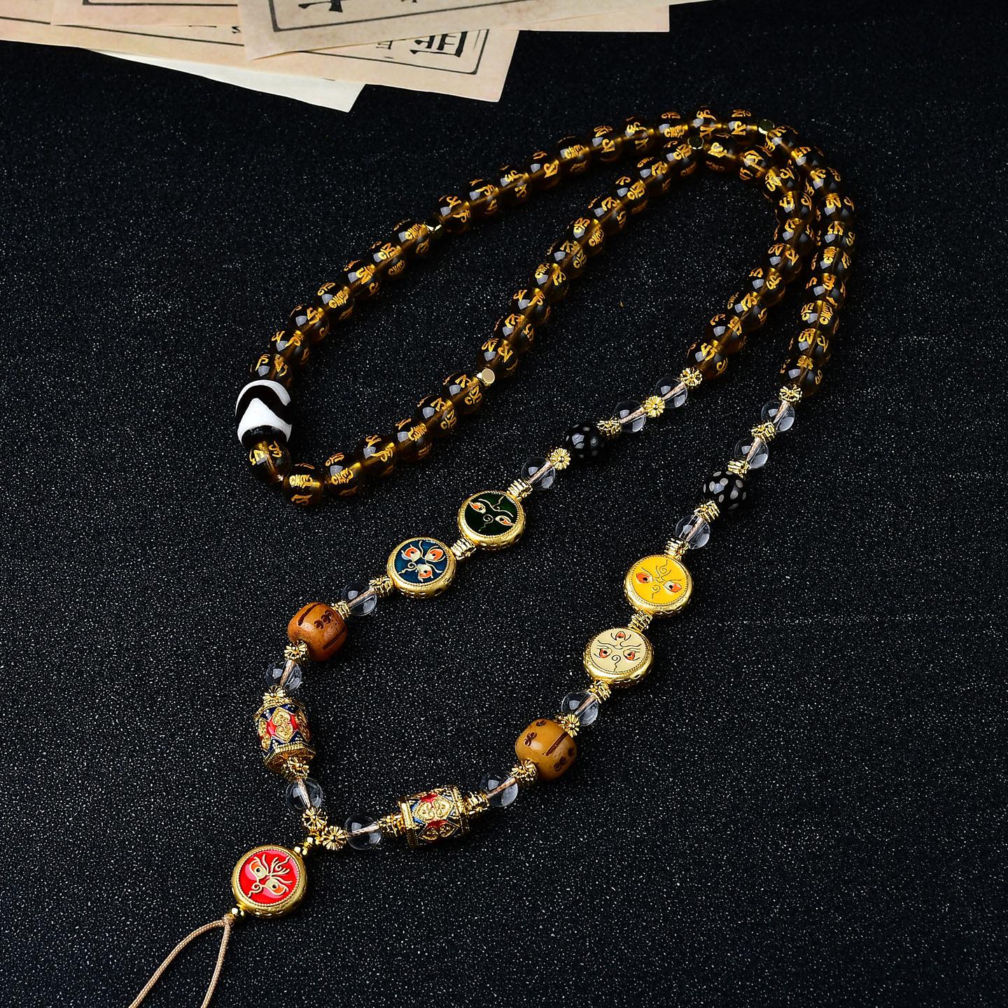 Многоцветное стеклянное и агатовое чокер-ожерелье с ретро-подвеской - Универсальное украшение для мужчин и женщин