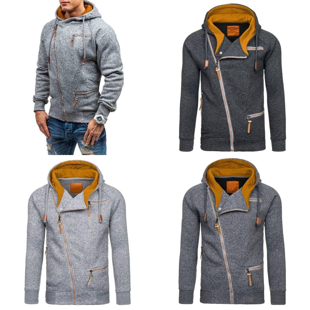 Stylish Men's Casual Solid Color Long Sleeve Zipper Hoodie Sweatshirt For Fall