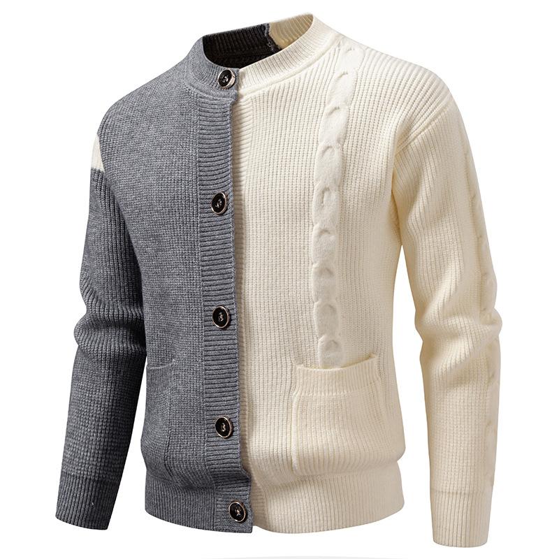 Cardigan Sweater Jackets for Men Cable Knitted Round Neck Button Up Sweaters Ribbed Textured Cardigan Sweater Jacket Men's Casual Long Sleeve Sweaters