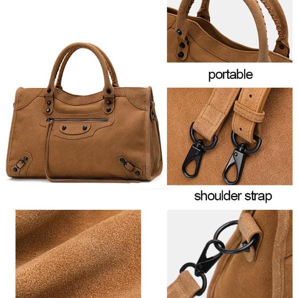 Brun Koskinn Toteväska – Vintage Mockaskinnfinish, Rymlig och Snygg för Vardagsbruk