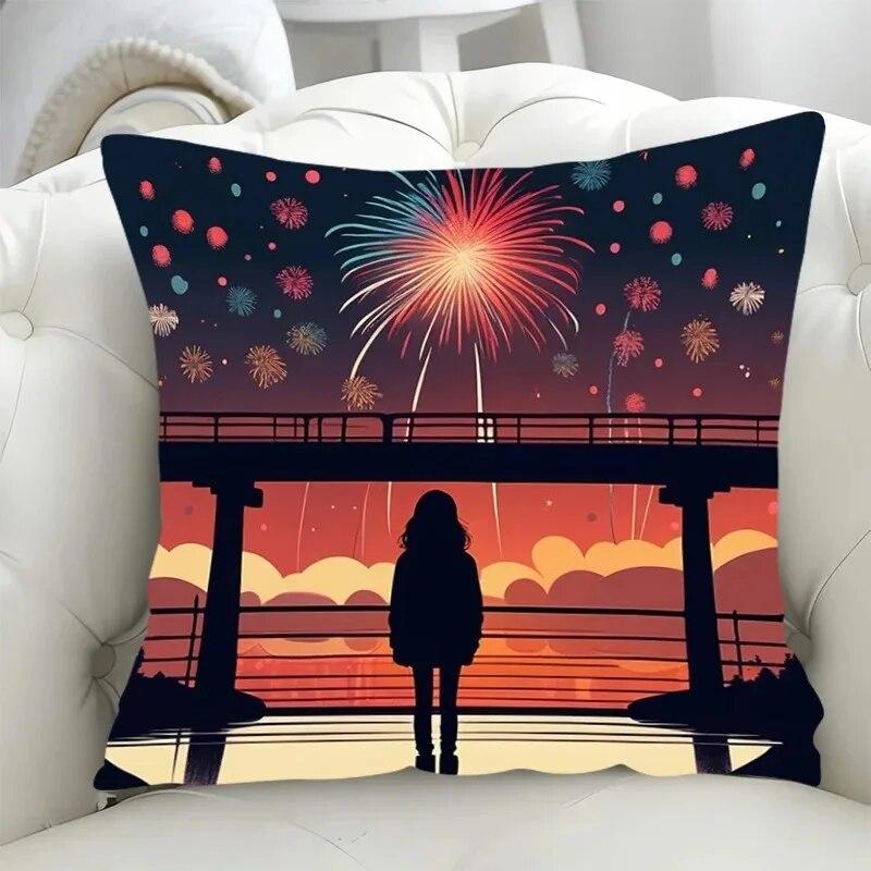Car Living Room Sofa Cushion Cover Simple Couple Character Scene Pillow Cover Luxury Home Decoration Pillow Cover