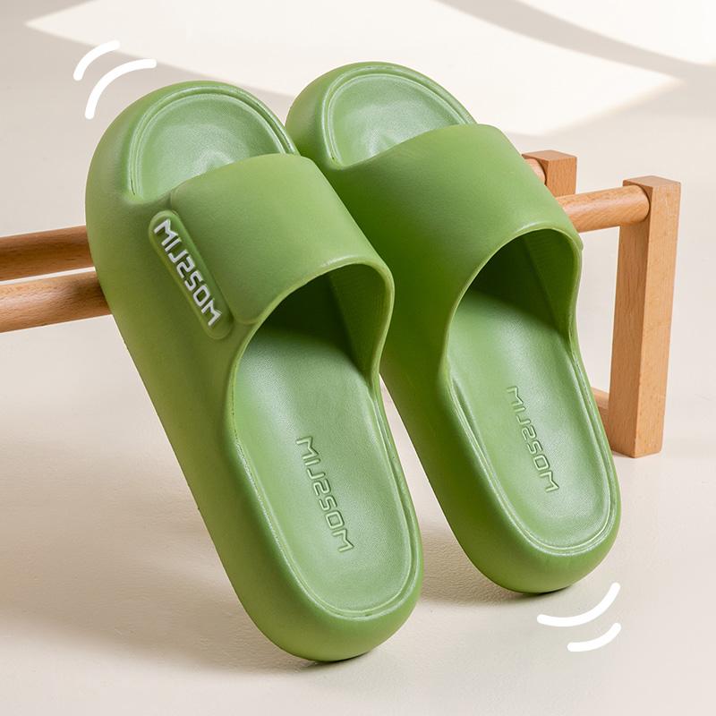 

Толстые платформенные тапочки-подушки из ЭВА для женщин с принтом букв, мягкой подошвой, домашние шлепанцы для женщин, новинка лета 2025, нескользящие пляжные шлепанцы 40-41 зелёный