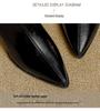 Winter 2025 Fashion: Women's Pointed Toe Chunky Heel Ankle Boots - Soft Leather, Comfy, Elastic Fit with Back Zipper
