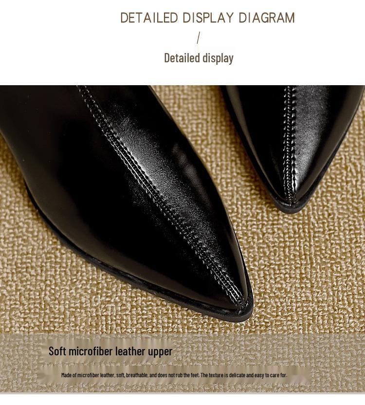 Winter 2025 Fashion: Women's Pointed Toe Chunky Heel Ankle Boots - Soft Leather, Comfy, Elastic Fit with Back Zipper