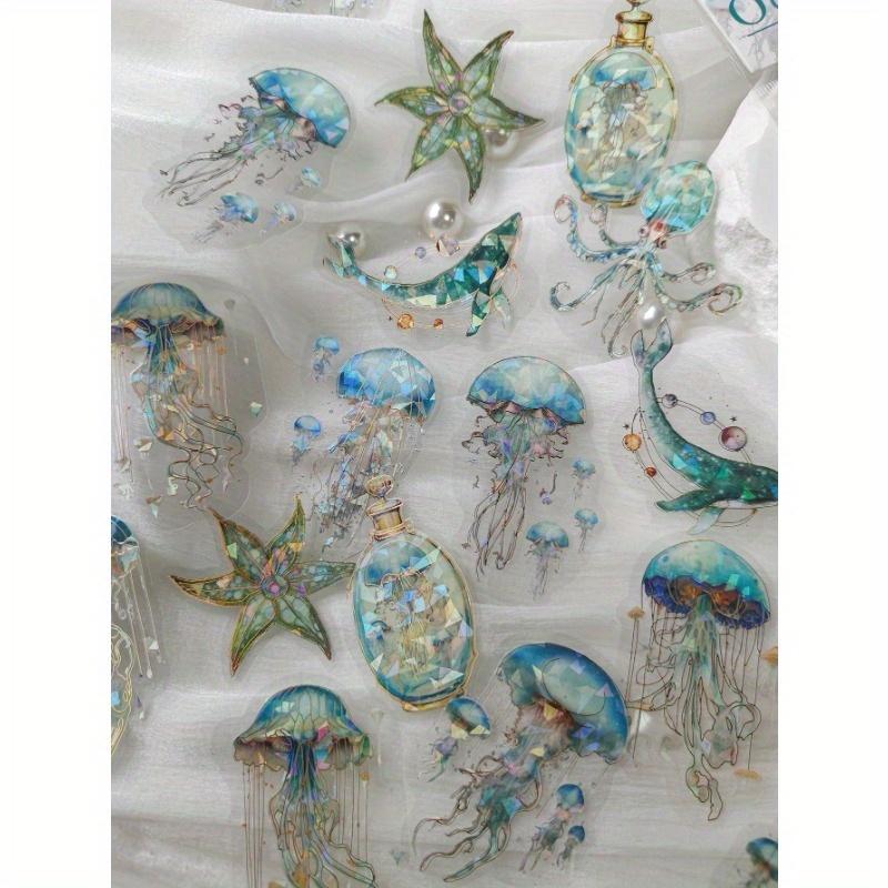 1 Opakowanie 20 Arkuszy Dekoracyjnych Naklejek Ośmiornice i Meduzy z Nadrukiem Foliowym