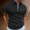 Herren Halbzip Slim Fit Poloshirt Lässiges Atmungsaktives Kurzarm Oberteil mit Brusttasche