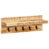 Wall-mounted Coat Rack 60x15x20 Cm Solid Raw Mango Wood