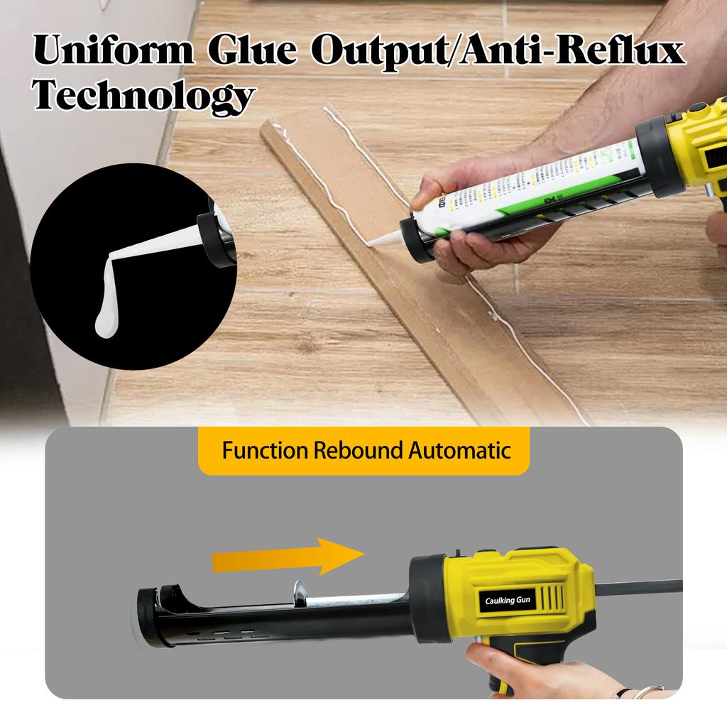 Electric Caulking Gun 10oz/300ml Cordless Caulk Gun 4 Adjustable Speeds with LED Light for Dewalt 20V Battery (No Battery)
