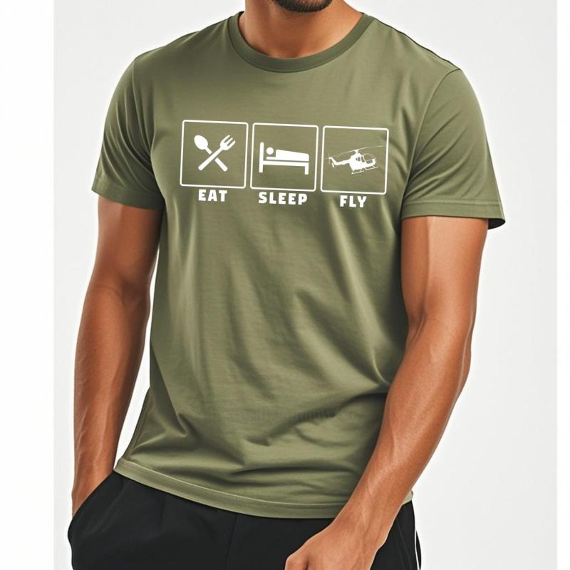 Men cotton tshirt Streetwear summer Women tshirt Eat Sleep Fly Short Sleeve Breathable ONeck tees Brand t shirt for man