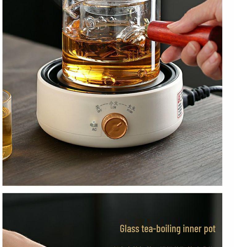 Compact Electric Ceramic Tea Brewer with Glass Teapot - Ideal Tabletop Stove & Mini Water Boiler