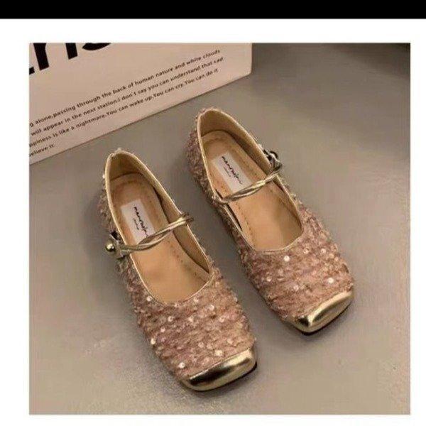 

New Brand Women Flats Fashion Square Toe Shiny Mary Jane Shoes Soft Casual Ballet Shoes Shallow Slingback Shoes 2026 40 рожевий