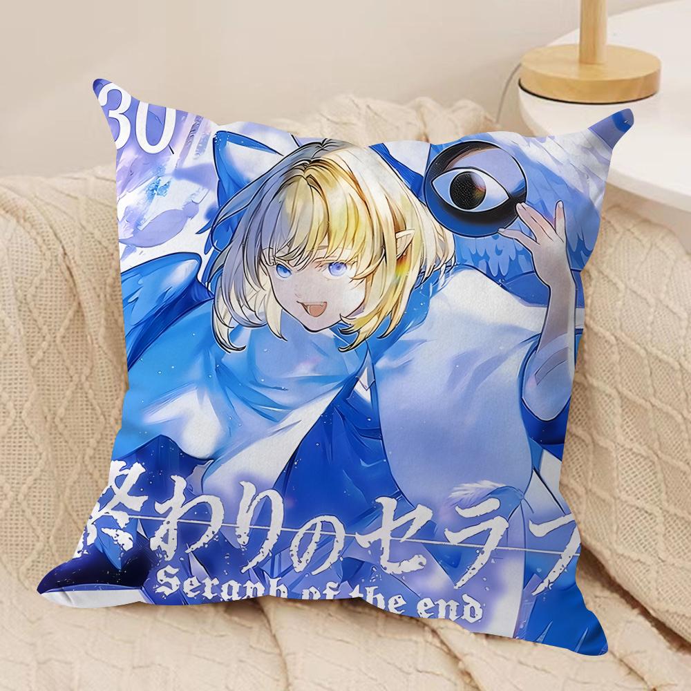 SSeraph Of The End Cushion Cover Silky Short Plush Invisible Zipper Dustproof Sofa Pillow Case For Home Decor