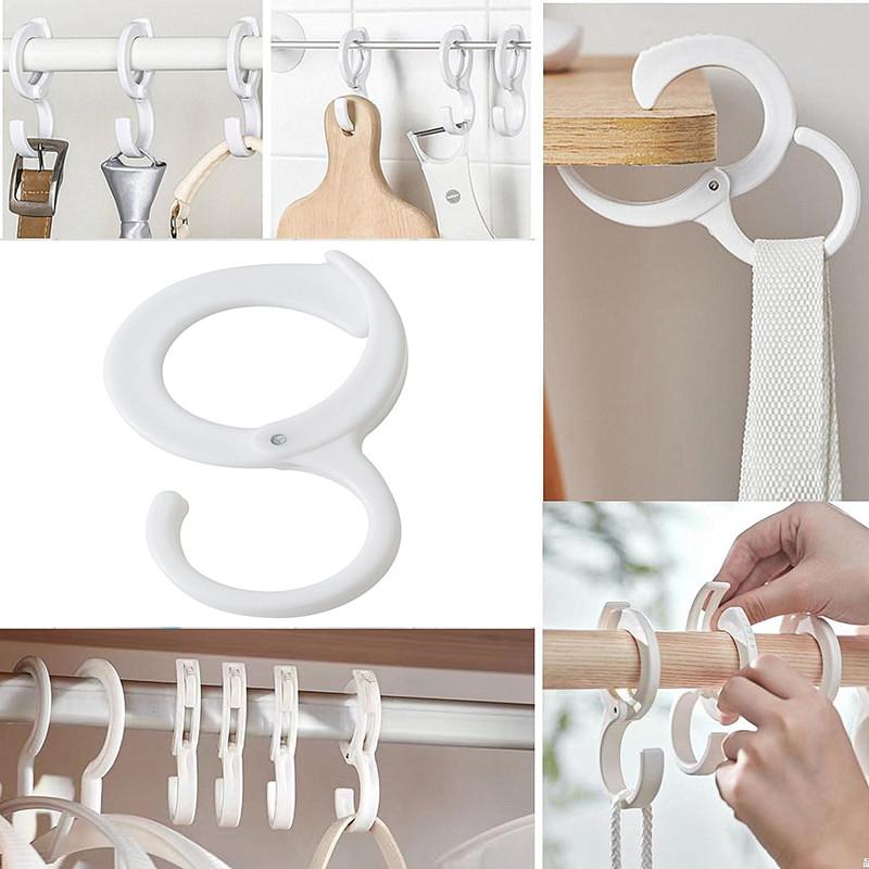 10pcs Windproof S Shaped Hooks Multi-purpose Wardrobe Closet Hook Household Card Position S-hook Ring Buckle With Safety Buckle