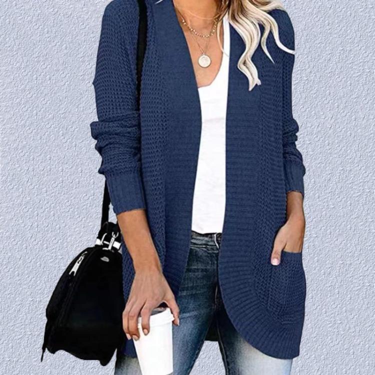 Open Front Cardigan Women Long Sleeve Soft Knit Sweater Casual Loose Pocket Outerwear