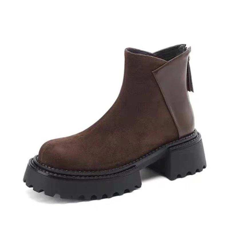 Módní dámské boty 2024 Módní boty na zip Dámské podzimní zimní boty Kulatá špička Plyšový fleece pro teplo Jednobarevné krátké kotníkové boty