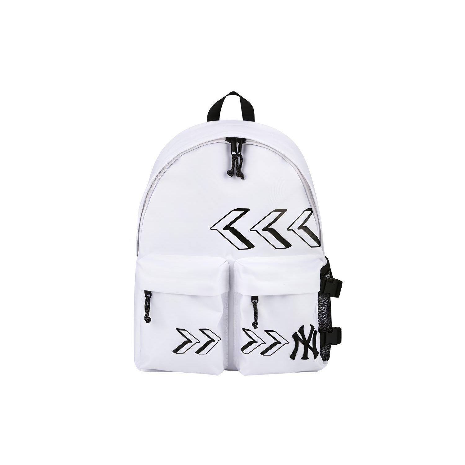 MLB Baseball Series NY New York Double Pocket Large Capacity Sports Leisure Backpack Unisex Backpack White 32BG32111-50W White