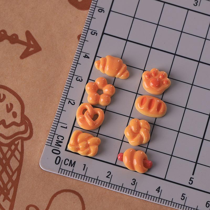 Mini Food Playset: Simulated Bread, Croissant, Toast, Cat Claw Bag, DIY Cream Glue, Hairpin, Nail, and Resin Accessories