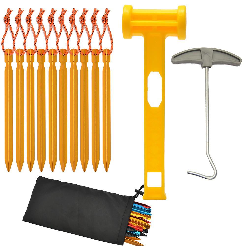 Ultra-light Aluminum Camping Tarp Set: Tent Stakes, Windproof Rope & Buckles, 18cm Triangular Ground Stakes