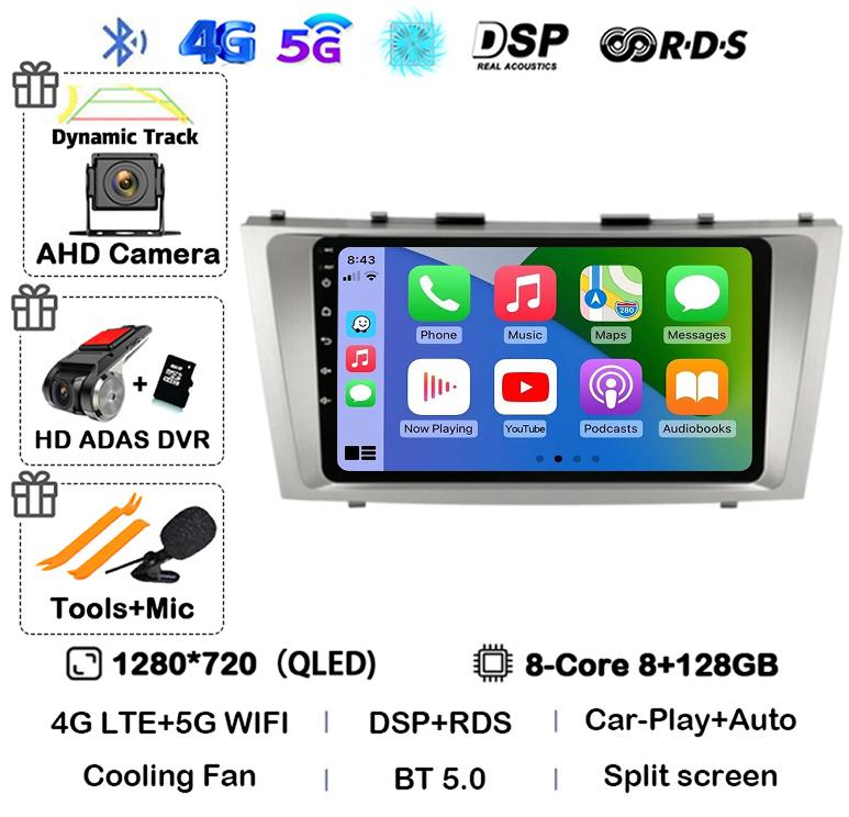 Android 14 Carplay Wifi+4G Car Radio For Toyota Camry 7 XV 40 50 2006-2011 4G Multimedia Player Navigation GPS Stereo 360 Camera