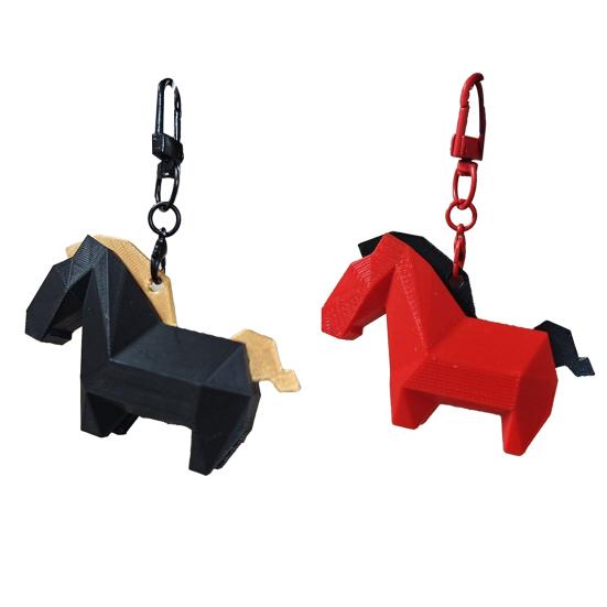1/2Pcs Geometric Horse Keychain 3D Printed Horse Key Ring Hanging Decoration Bag Purse Charm Chinese Year of Horse New Year Gift