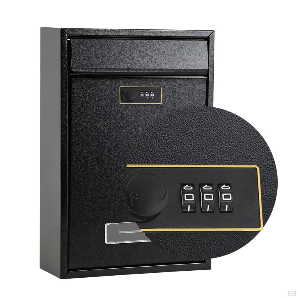 Combination Lock Security Mailbox Wall Mount 8.6x3.3x12.6inch for Gated Community Mail Collection