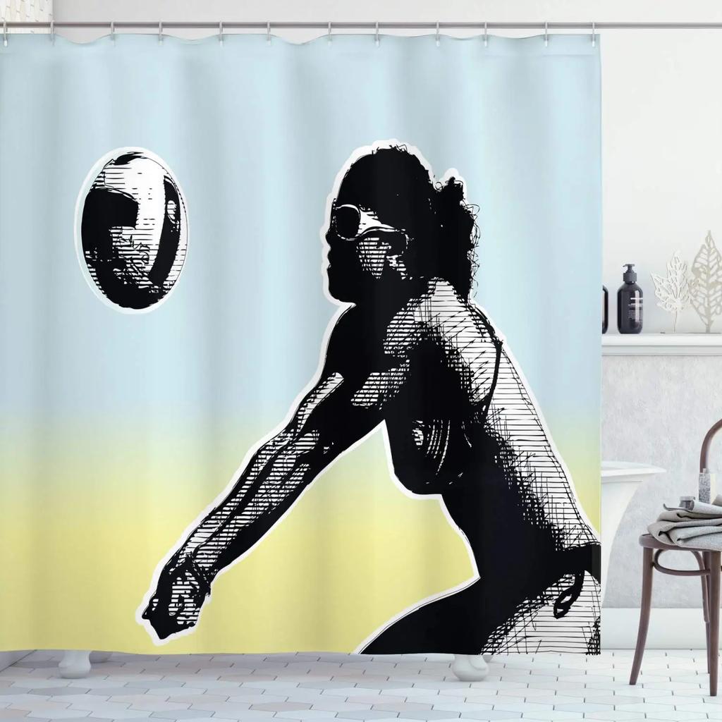 Abstract Hand Painting Shower Curtains Women Sketch Bath Curtain Lover Human Body Minimalist Art Waterproof Bathroom Curtains