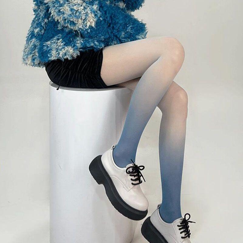 Gradient Color Stockings Niche Millennium Black Gray Japanese Style Colorful Ultra-thin Arbitrary Cut Pantyhose